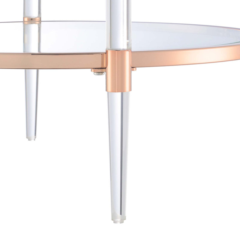 Carolina Acrylic Glass Round End Table, Rose Gold