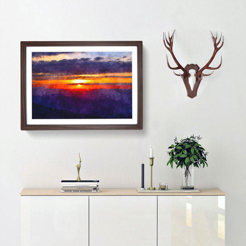 Cloudy Sunset - Framed Print, 24cm H x 33cm W x 2cm D, Walnut Framed