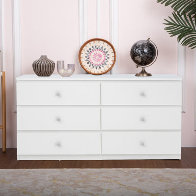 Light Oak 6-Drawer 47 In. Wide Chest Of Drawers