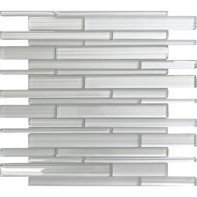 11.8" x 12.2" Glass Mosaic Tile, White