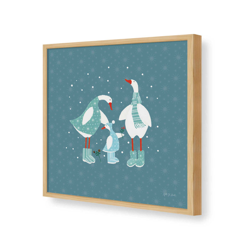 «Ducks in the Snow IX» par Yvette St. Amant, reproduction d'art, H 20 po x l 20 po, Érable