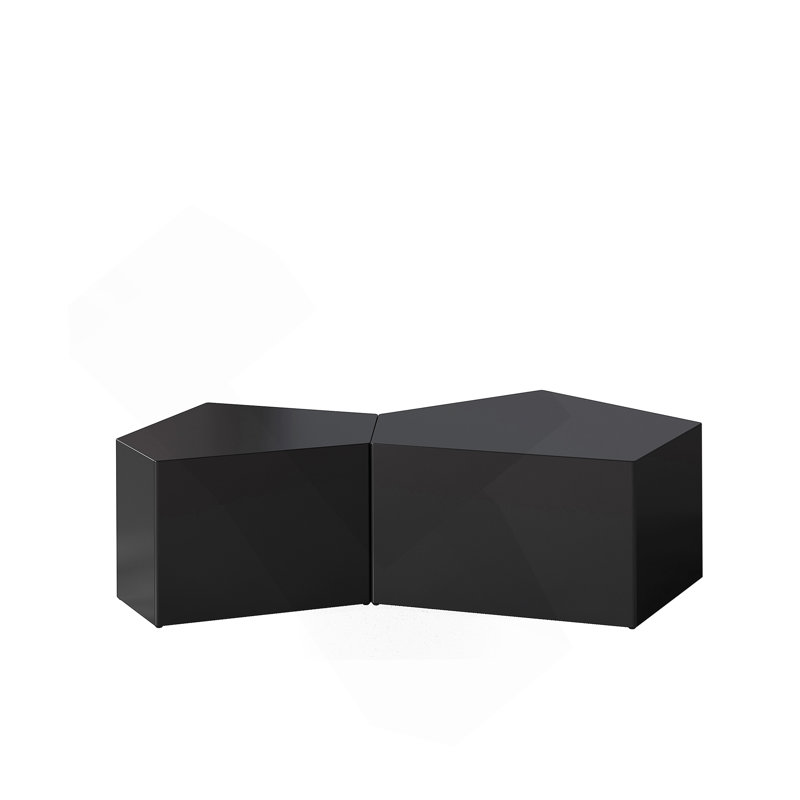 Irregular Pentagon Nesting Coffee Table Set, Geometric Coffee Table Set, Side Table Set, Black