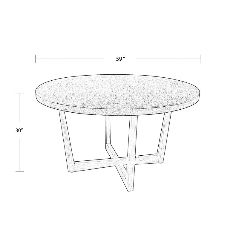 Stephania rond, 30" H x 59" W x 59" D