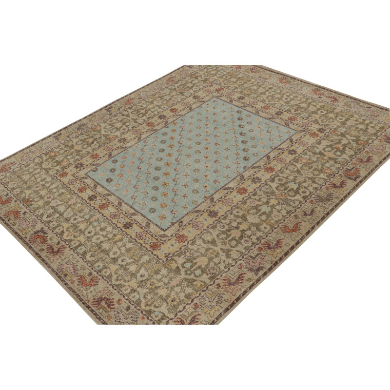Distressed Homage Hand Knotted Wool Floral Area Rug, Runner 3' x 8'