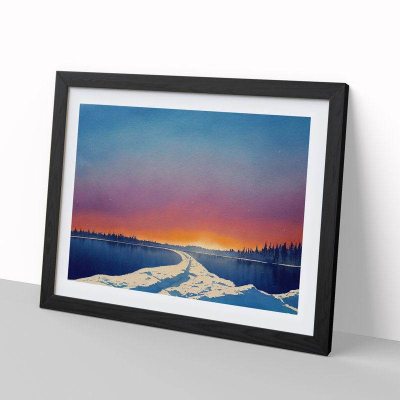 Winter Lake Sunrise - Framed Print, Black Framed, 46cm H x 64cm W x 2cm D