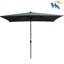 Parasol solaire d'extérieur 10X6.5Ft Auvent imperméable, manivelle lisse et inclinaison. Pour le jardin, la cour arrière, la piscine. Parasol éclairé à mât noir. Colorfast pratique-1671374690