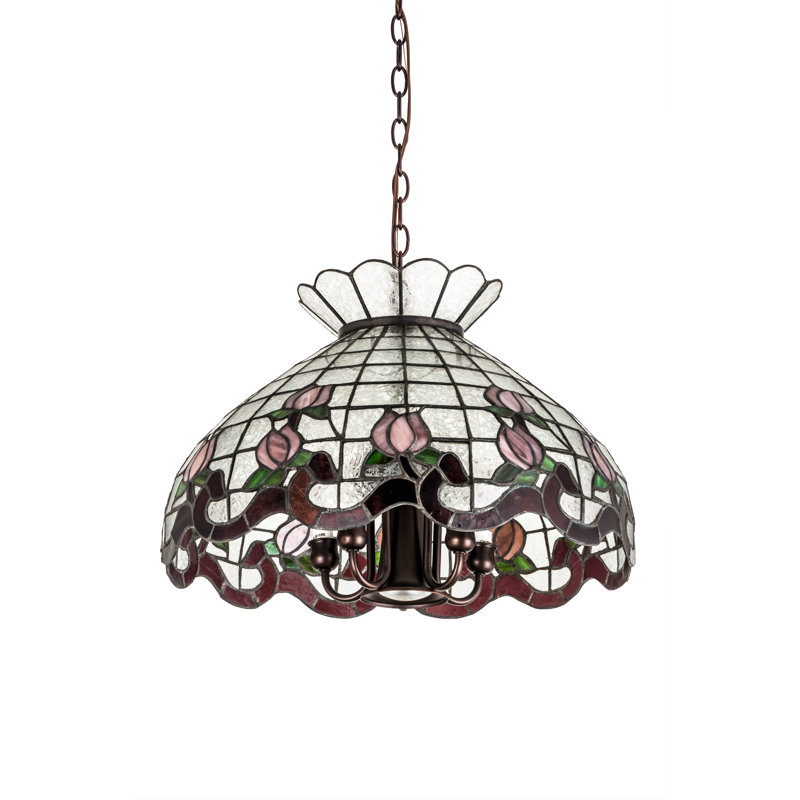 Meyda Tiffany & Stained Glass Pendant, Pink/Plum