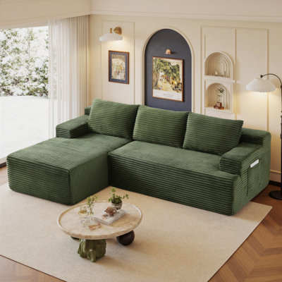 Boneless 96" Sectional Couches For Living Room Modern Modular L-Shape Cloud Sofa Compression-Boneless Deep Seat Couch With Chaise