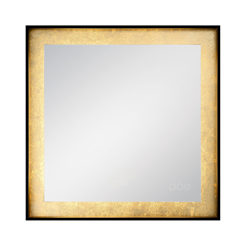 Miroir Anya, 32 po x 32 po, Noir / or, Carré