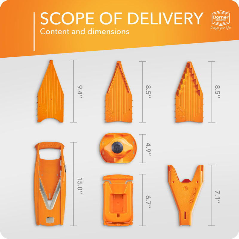 Mandoline Borner V-5 Power Line, ensemble professionnel, orange, Orange