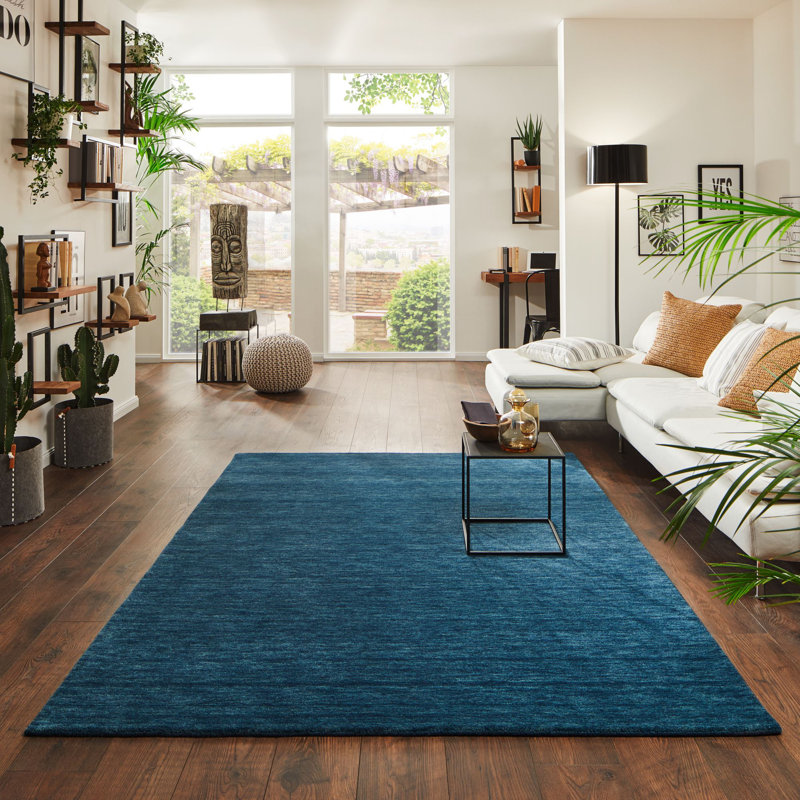 Daylynn Solid Colour Wool Hand Woven Area Rug, Rectangle 90 x 160cm