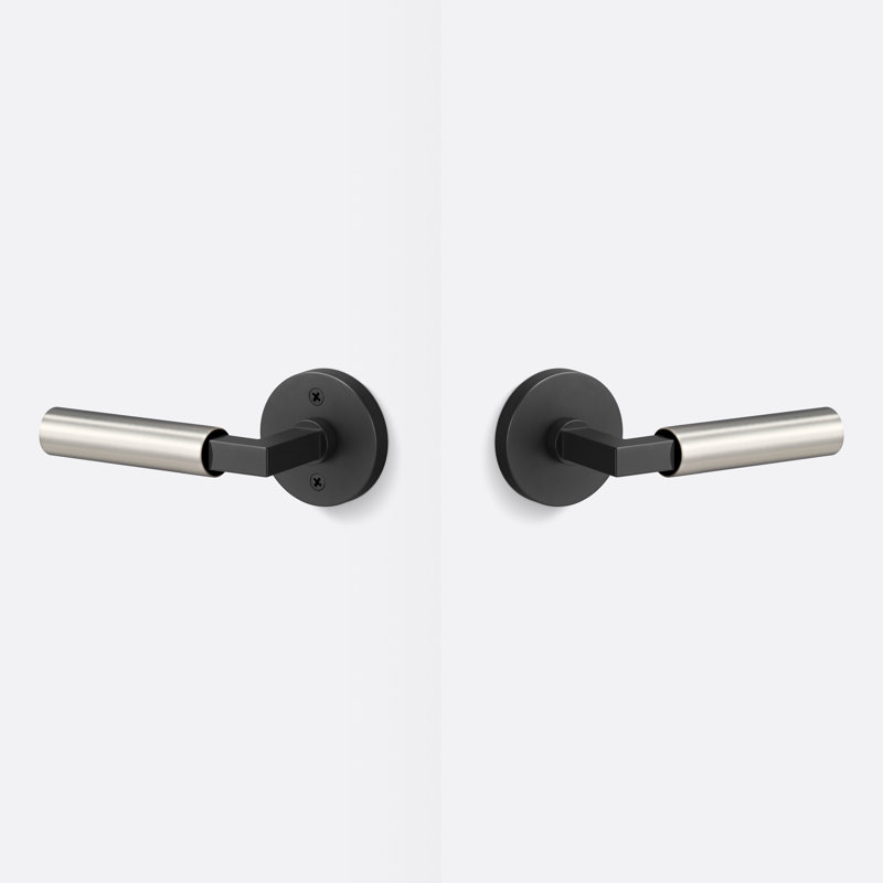 Rosette de passage ronde noire Levante, Noir mat / nickel satiné