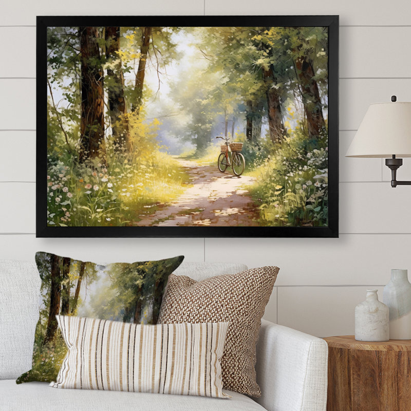 Vélo serein, Piste de vélo II - Impression sur toile encadrée, H 16 po x l 32 po x P 1 po, Cadre simple noir