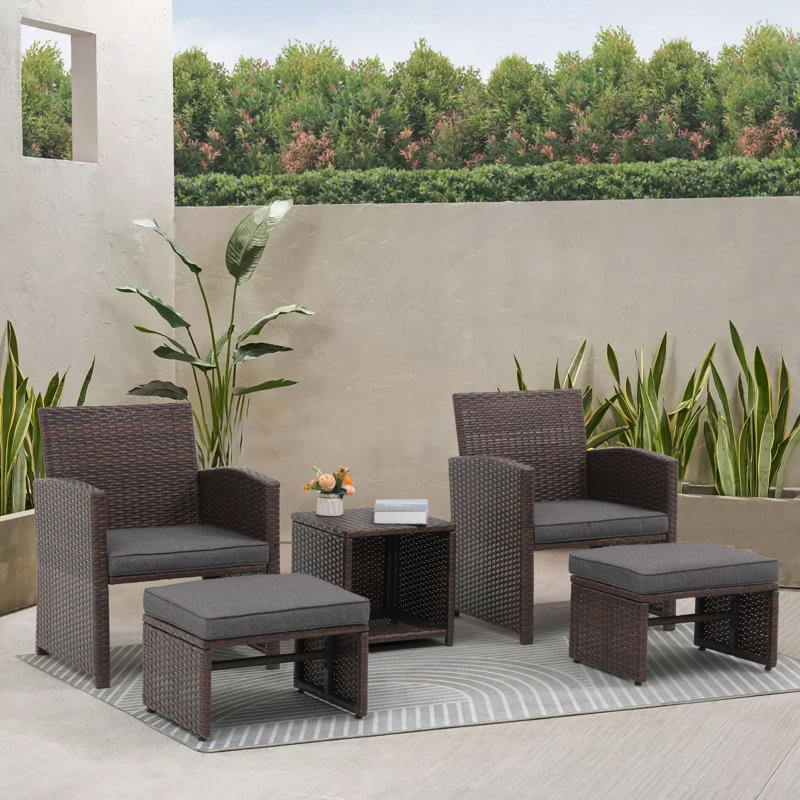 Rand 2 - Person Patio Conversation Set with Cushions, Gray