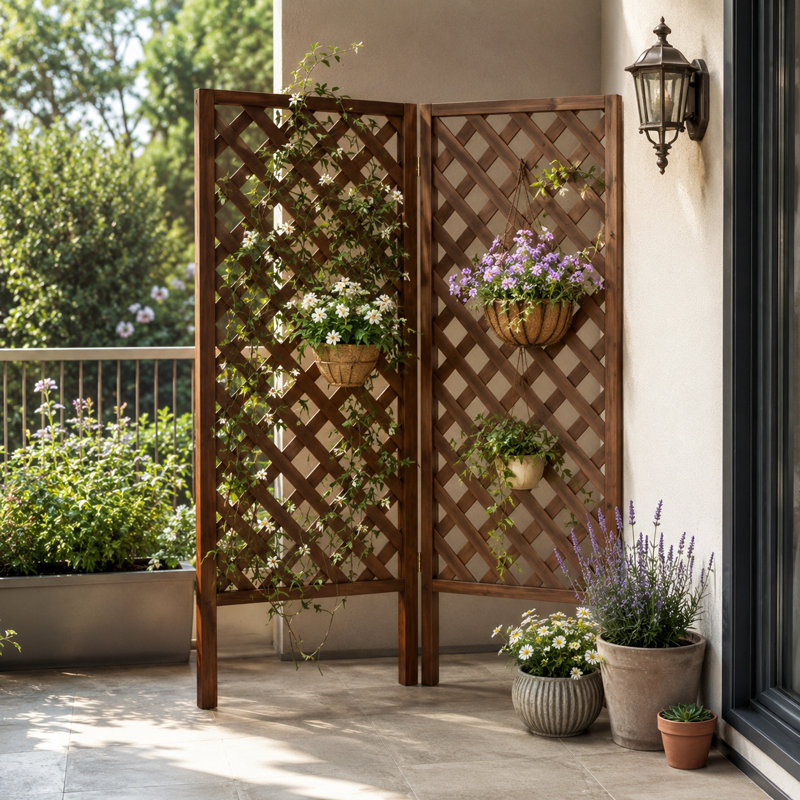 Panneau treillis en bois de cèdre 76 "H 76", Marron foncé