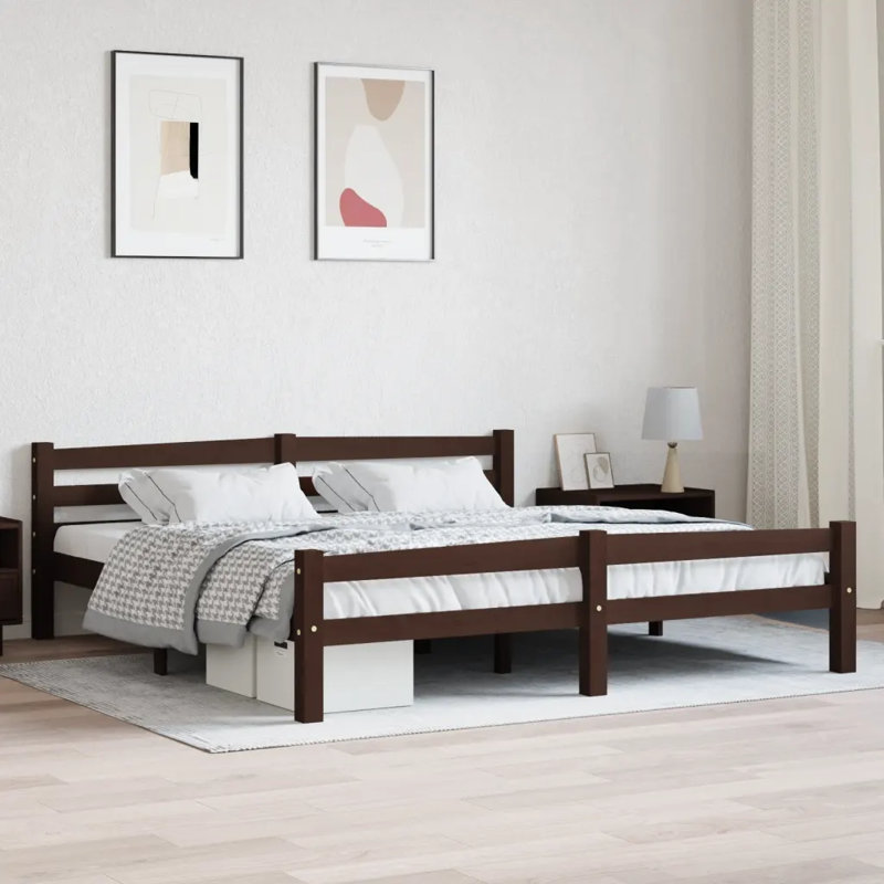 Beeman Solid Wood Bed, White, 200 x 200 cm