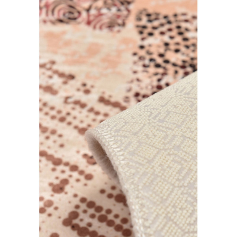Tapis beige / noir / mauve Ismaeel, Rectangle 4 pi 7 po x 6 pi 3 po