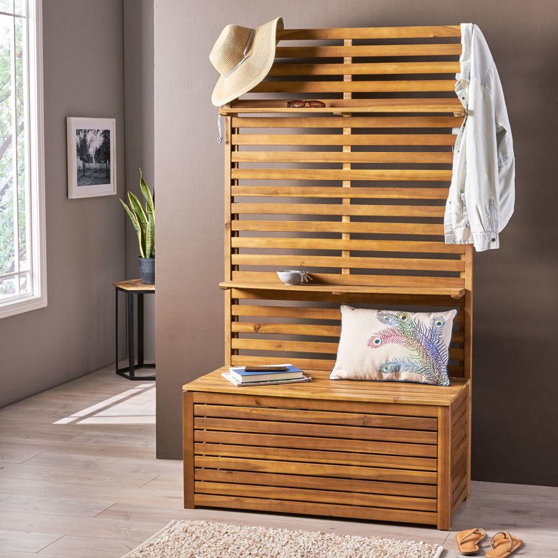 Wood Bench With Storage Rack - Elevate Entryway Color 37.33" W X 66.03" H 17.51" D Style High Wide Deep