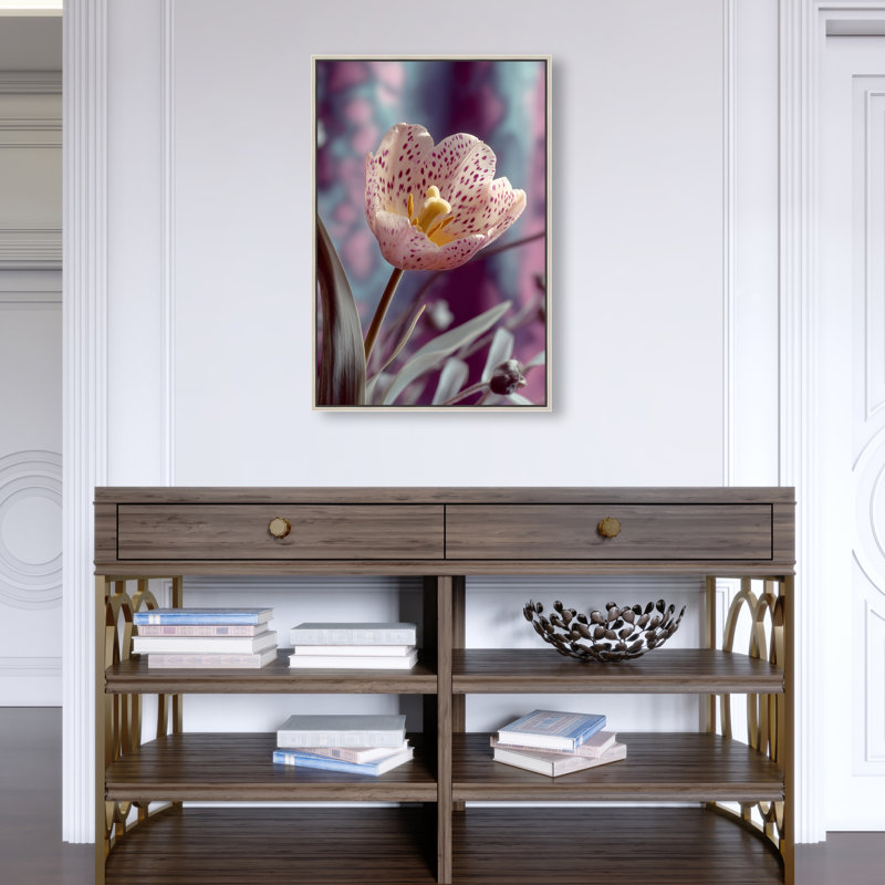 Dapple Bloom I Floral & Botanical Canvas Print by Oliver Gal, Black Frame, 10 x 15, Silver Floater Frame, 17"H x 25"W