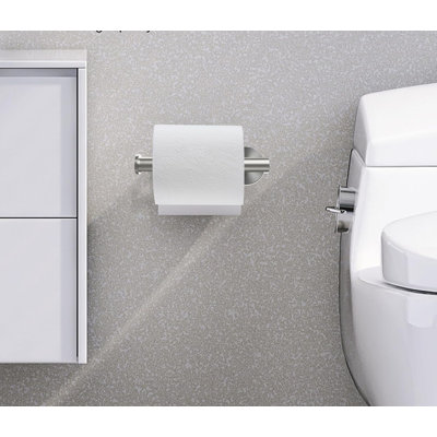 Stainless Steel Toilet Paper Holder With Matte Black Finish - Wall Mount Bathroom Tissue Dispenser For Regular, Double, Large, Mega & Jumbo Rolls - Space Saving Design With Secure Mounting Hardware