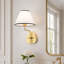 Applique murale moderne 1 lumière avec abat-jour en lin blanc pour couloir de chambre à coucher