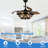 42" Brown Rustic Retractable Ceiling Fan with Light Kit and Remote DIY Shade 6-speed Reversible Motor for Bedroom