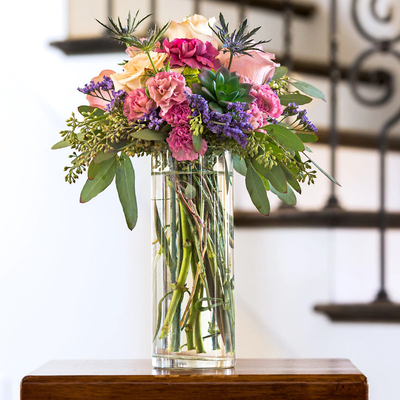 Handmade Glass Table Vase, 9" H x 3.25" W x 3.25" D