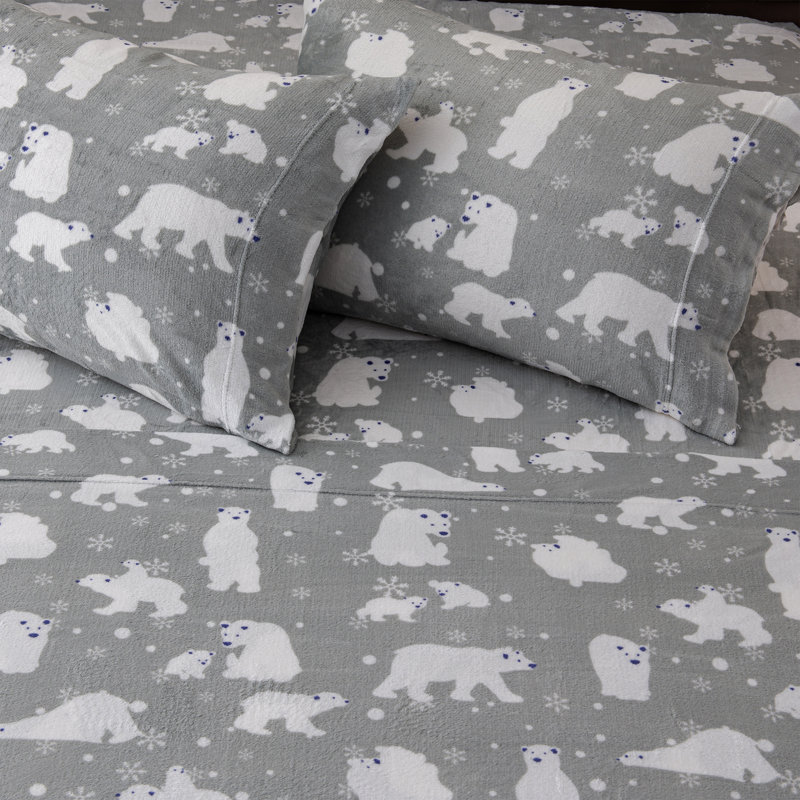 Ensembles de draps en velours ultra doux, Très grand californien, Ours polaires gris