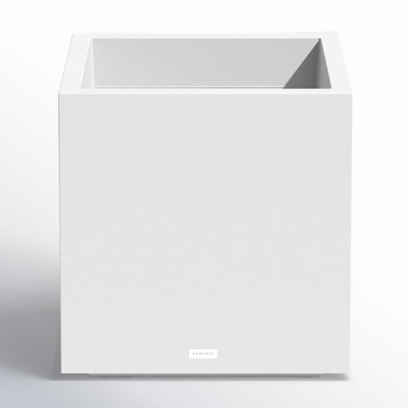 Block Series Cube Planter, 22.25" H x 21" W x 21" D, White