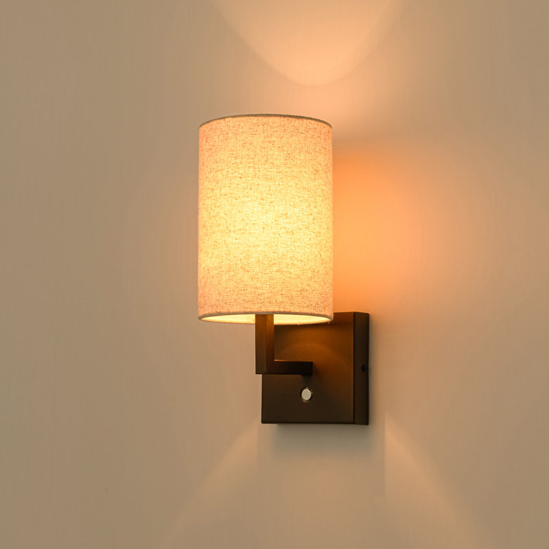 Modern 1-Light Linen Fabric Shade Wall Sconce