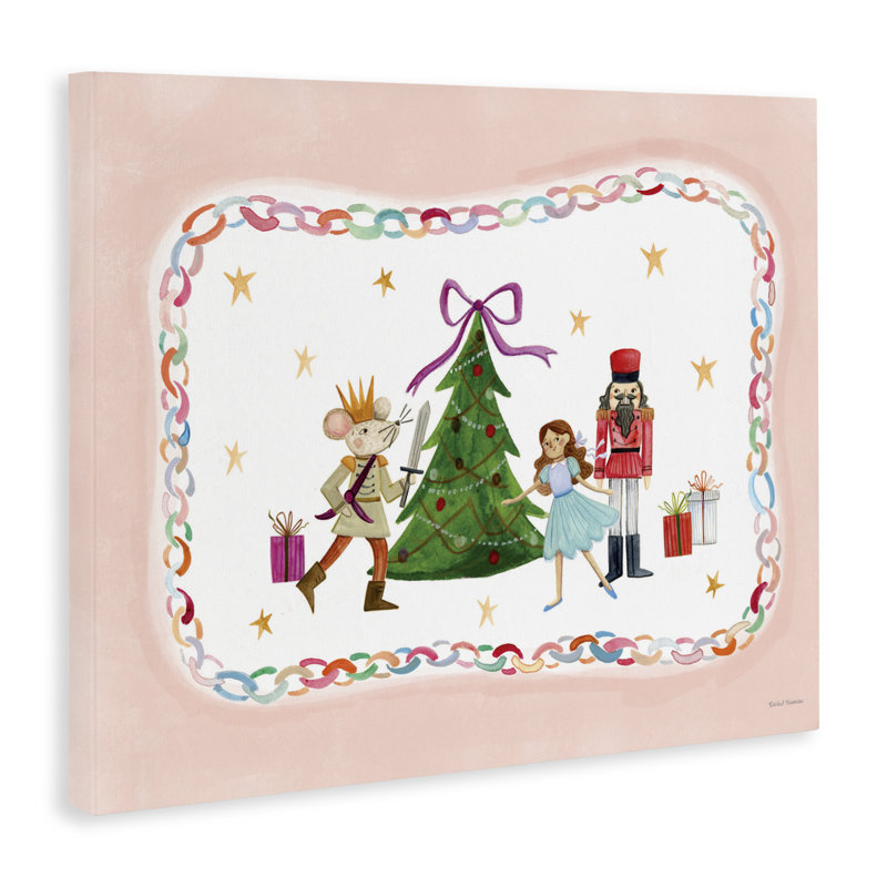 Personnages festifs et toile d'arbre de Noël, design par Rachel Nieman, H 24 po x l 30 po