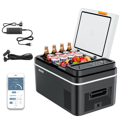 Réfrigérateur de voiture, refroidisseur électrique à compresseur DC 12 / 24V AC100-240V, réfrigérateur de voiture de 4 ° F à 68 ° F avec contrôle APP, congélateur de voiture de 23 pte pour camping-car, camping, bateau, camping, pêche, congélateur portatif 45W