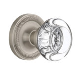 Rope Rosette with Round Clear Crystal Door Knob
