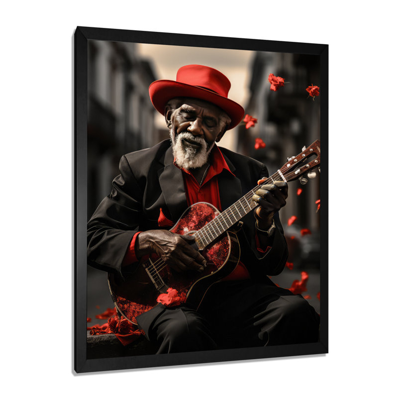 «Kursk Red Cuban Singer II», reproduction sur toile, Cadre simple noir, H 20 po x l 12 po x P 1 po