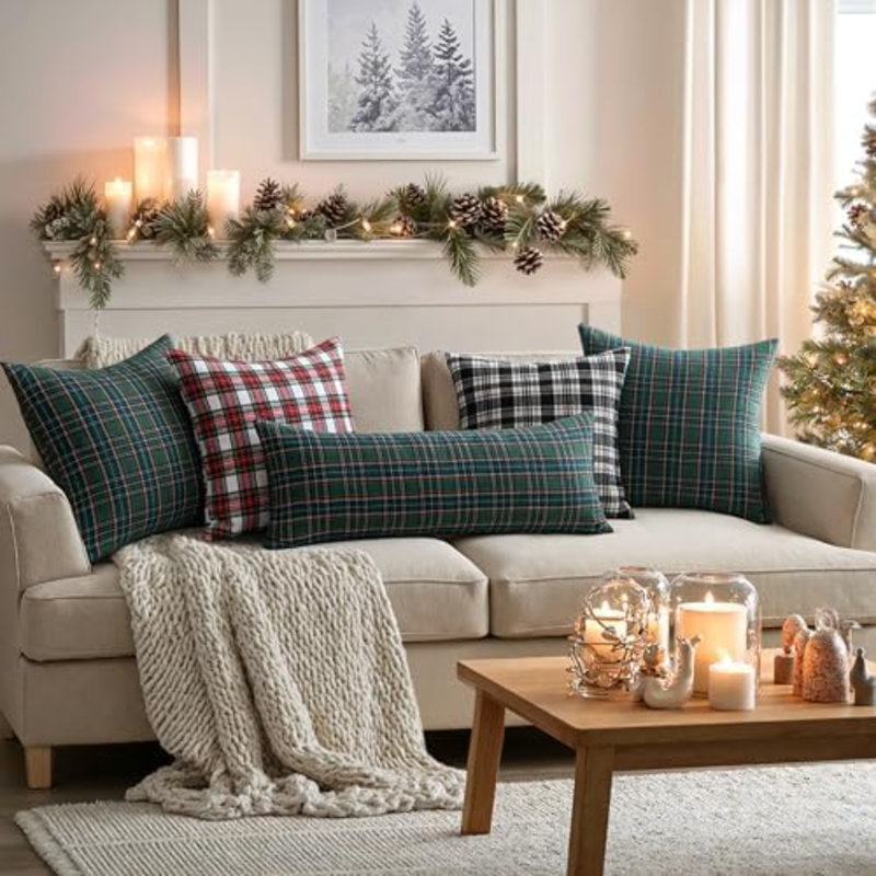 Housse de coussin Christmas Tossan écossais 14 x 36 vert