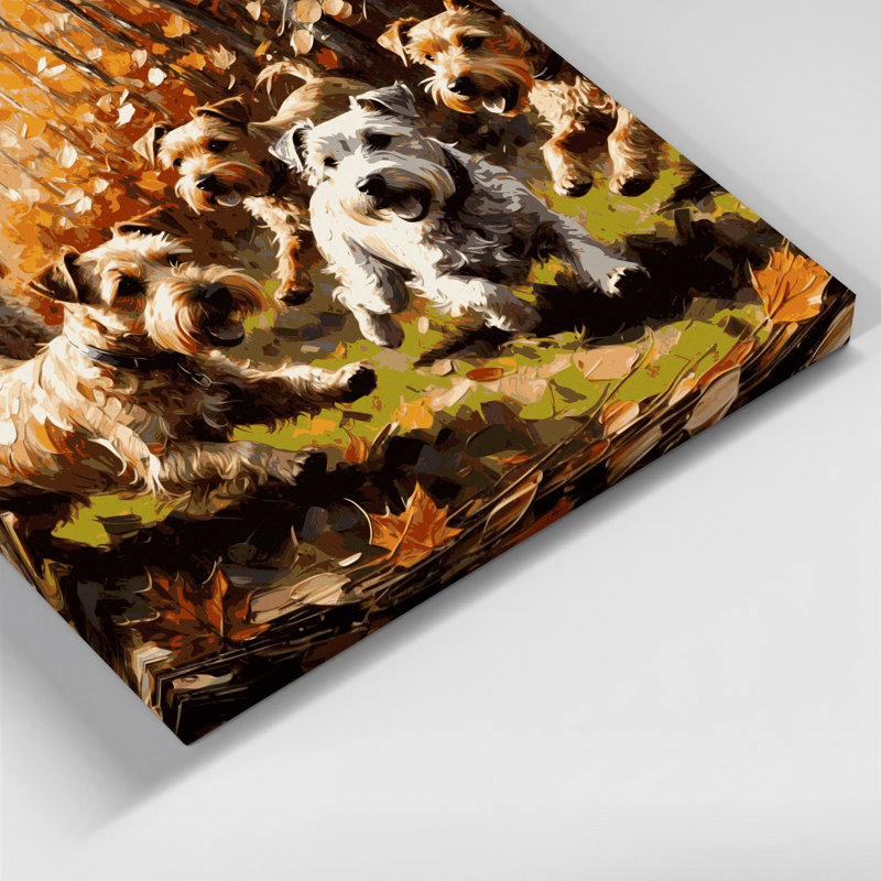 «Dogs Welsh Terrier», art mural sur toile noire, H 20 po x l 30 po