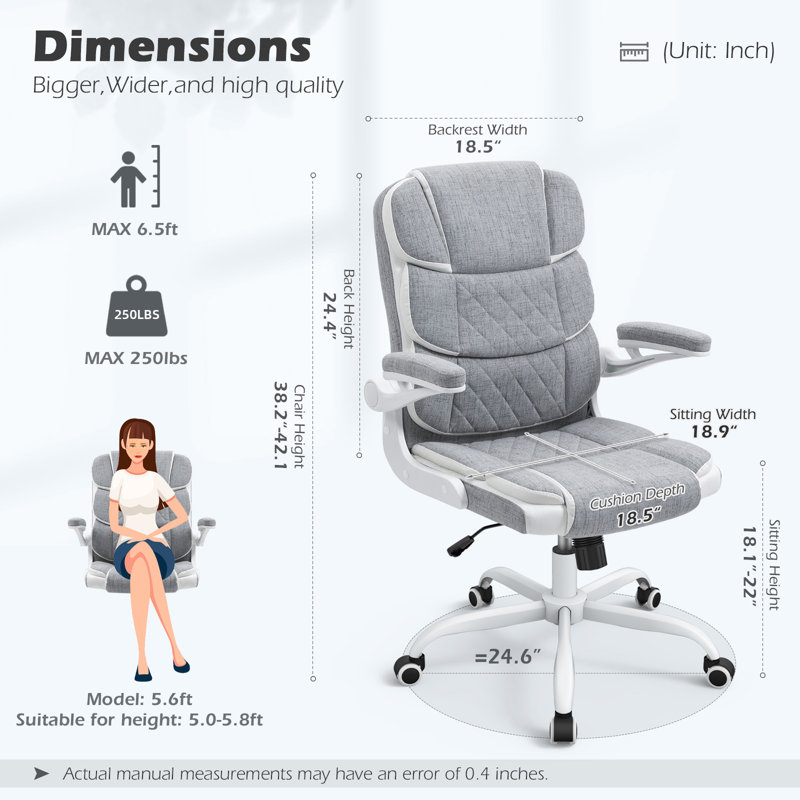Maddisen Fabric Modern Office Chair, Gray