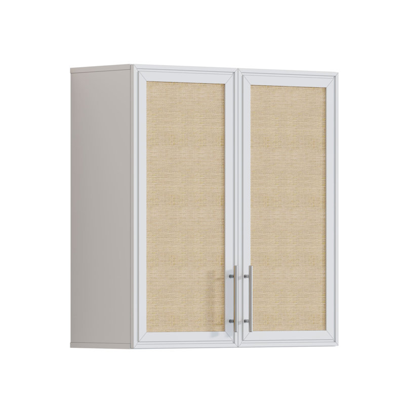 Wall Mounted Cabinet with Rattan Doors