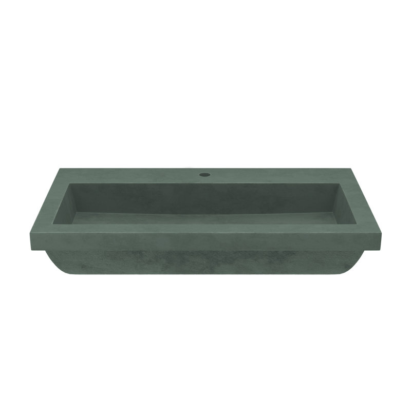 Trough Handmade Rectangular Bathroom Sink, Single Hole Faucet, Forest