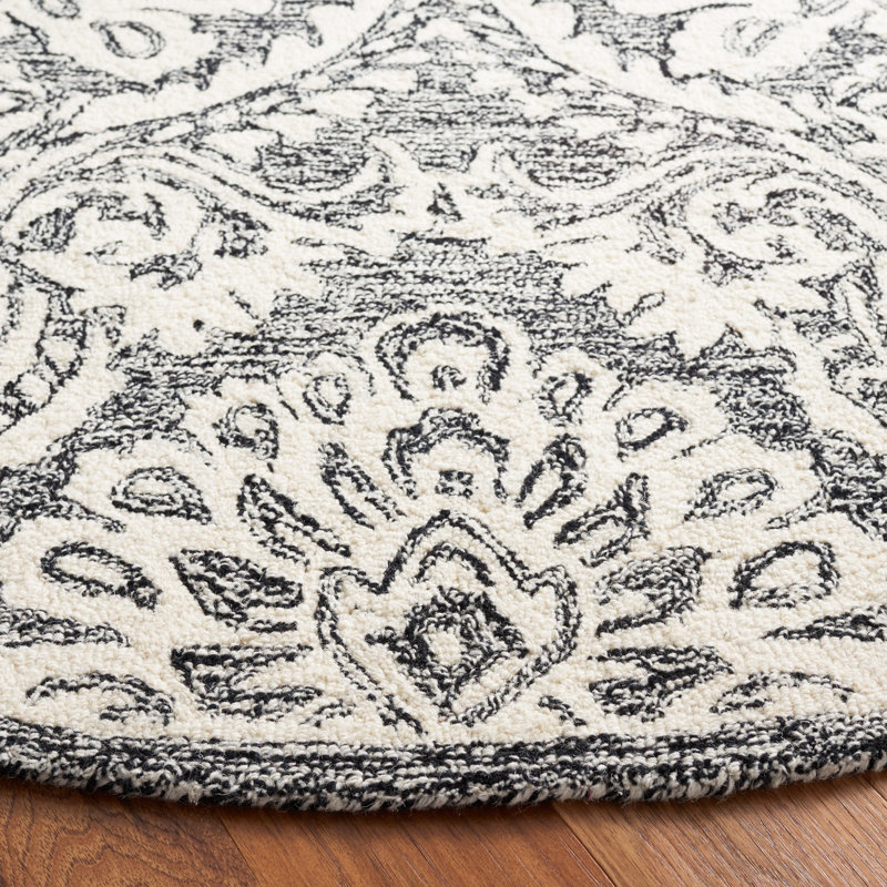 Blossom Hand Tufted Wool And Cotton With Latex Damask Rug, Round 6'