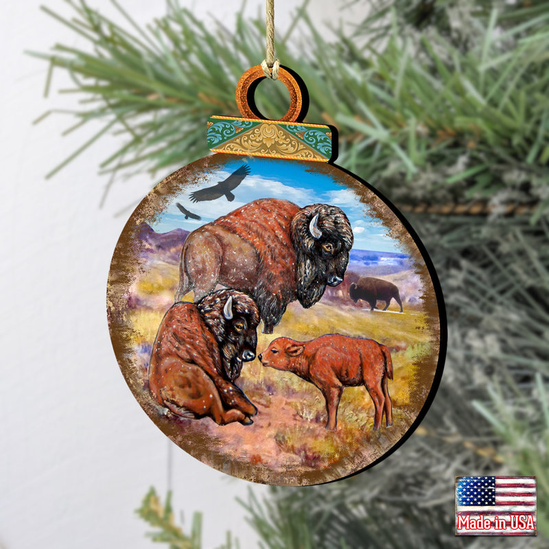 Ornement boule en bois Tidaholm Buffalos