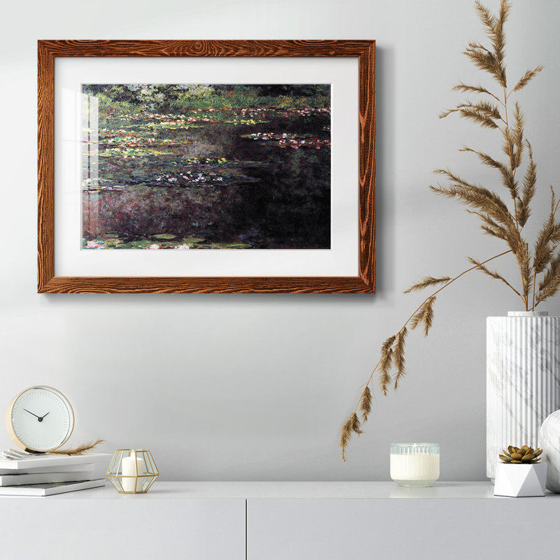 «Water Lilies, Water Landscape # 5» par Monet, reproduction d'art sur papier, Érable, H 18 po x l 26 po