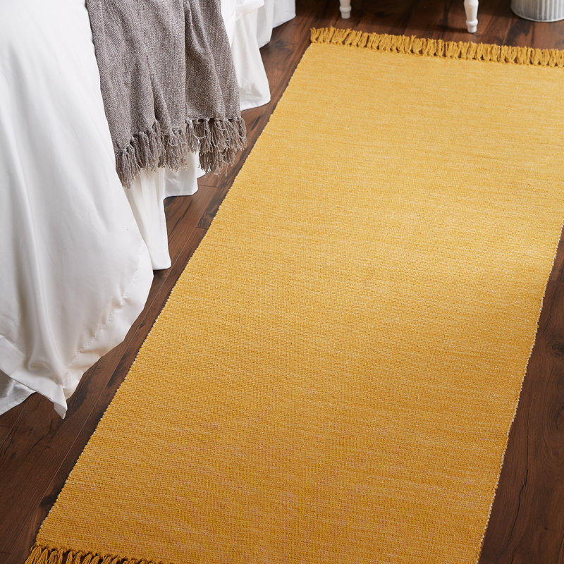 Tapis doré en coton Cordele, Tapis de couloir 2 pi 6 po x 6 pi
