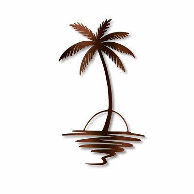 Art mural palmier tropical en métal - décoration murale île côtière moderne