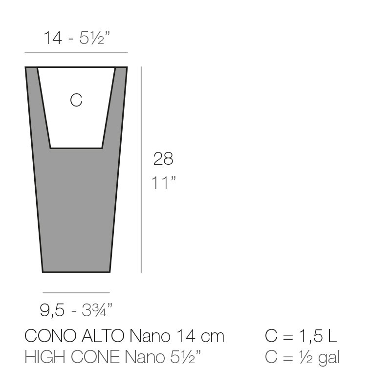 Nano Resin Pot Planter, Anthracite, 11" H x 5.5" W x 5.5" D