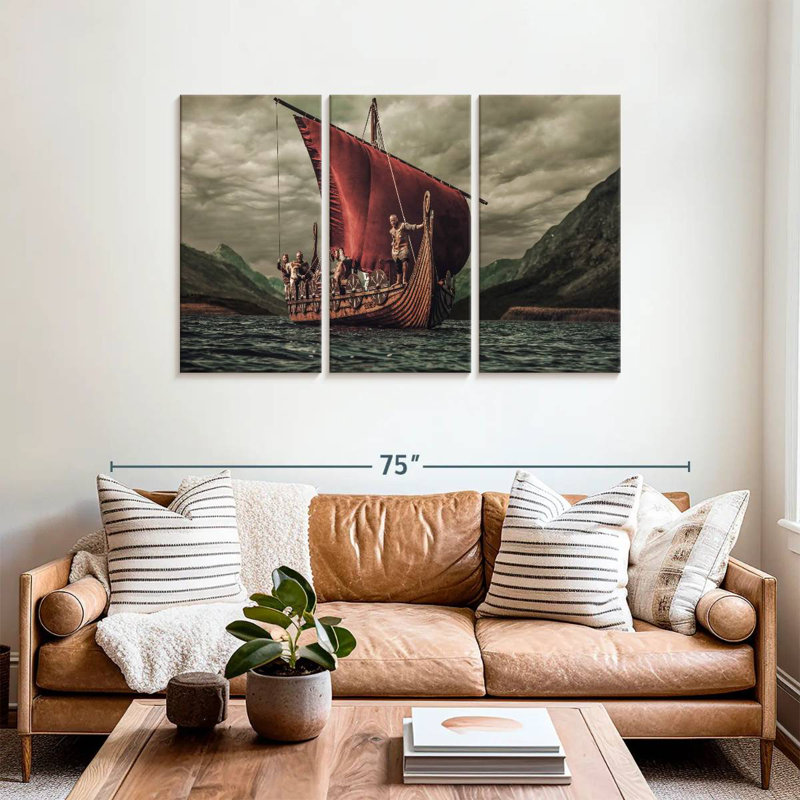 Mehar Vikings On Drakkar Boat, 36" H x 57" W