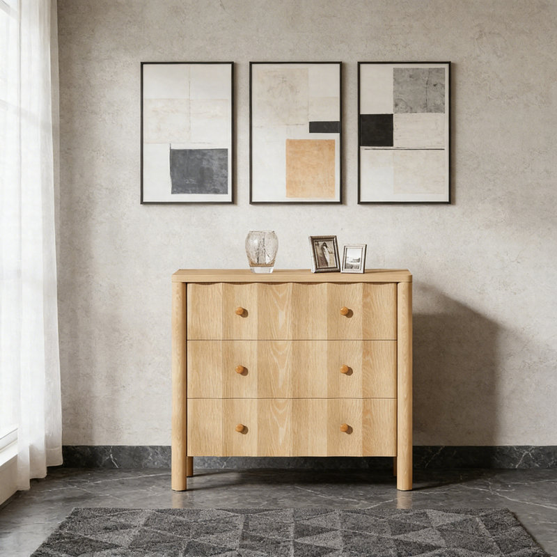 Table de chevet 31,5 ", table de chevet moderne surdimensionnée avec 3 tiroirs