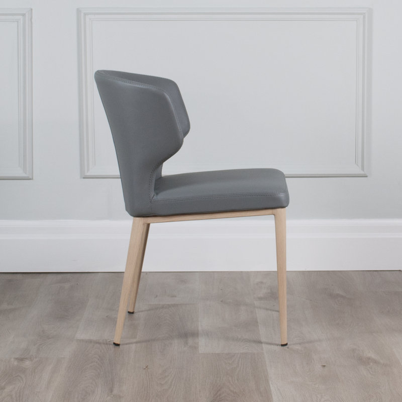 Chaise d'appoint rembourrée Belby, Pierre grise, Brun clair