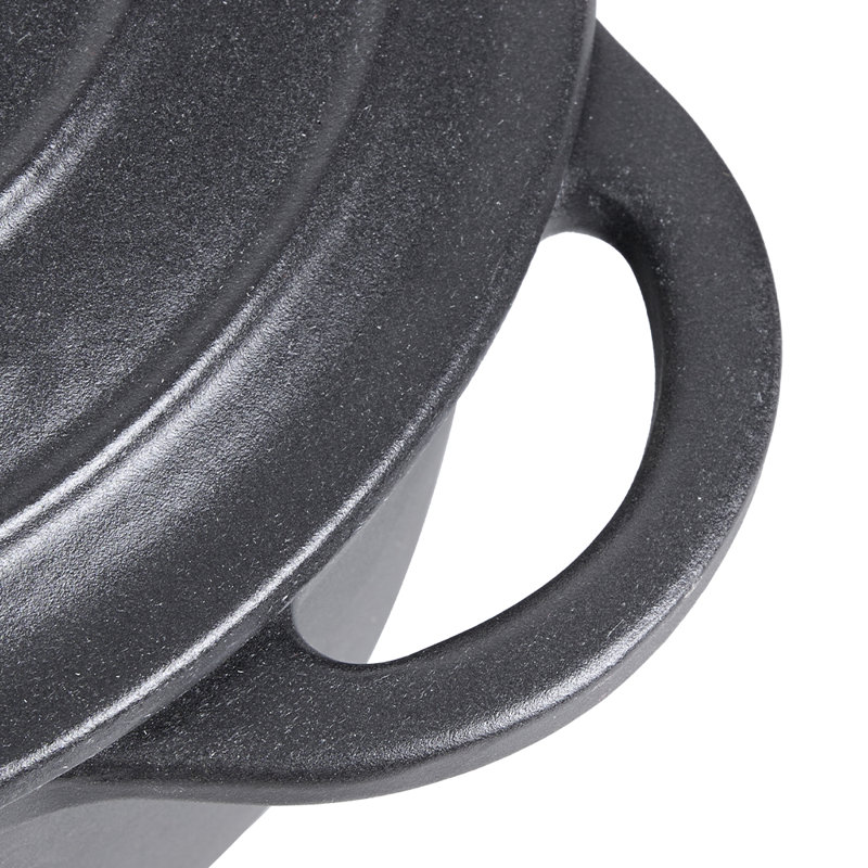 Belfry Kitchen Cast Iron Round Dutch Oven, 28cm, 6L, Black