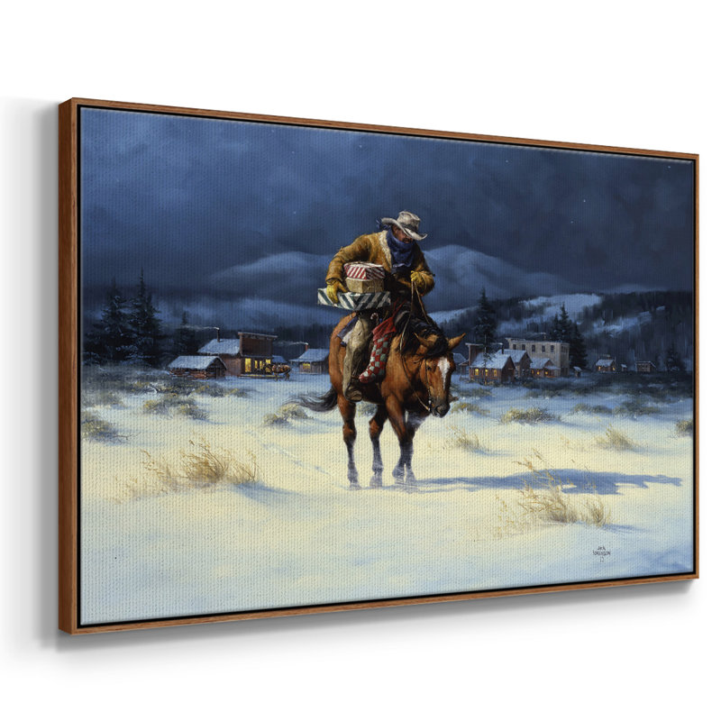 Ramener Noël à la maison, Toile avec cadre noyer, H 27 po x l 41 po x P 2 po